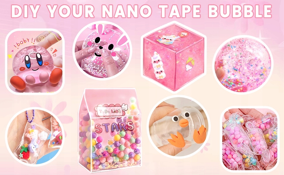 5 ROLL NANO JUOSTOS BURUBULIŲ RINKINYS BURUBULĖLIŲ PŪTIMO DIY Blow Bubble Dvipusis