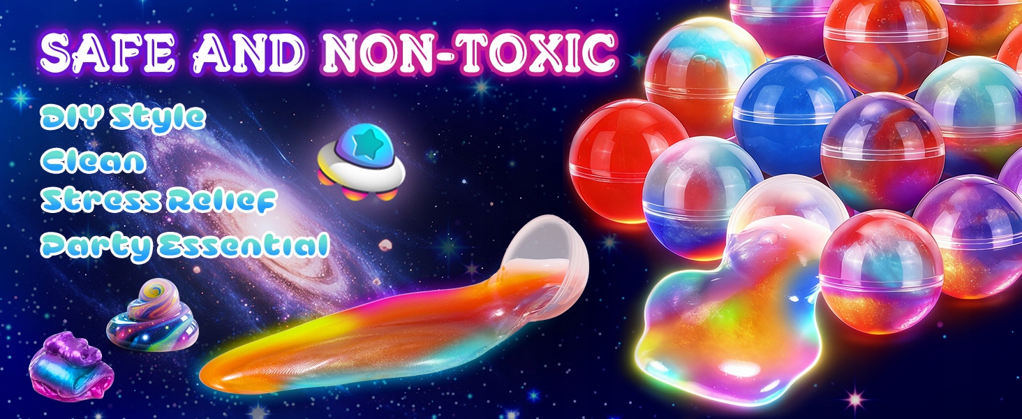 Cosmic Slime Balls rinkinys, vakarėlio dovana vaikams, 24 vnt