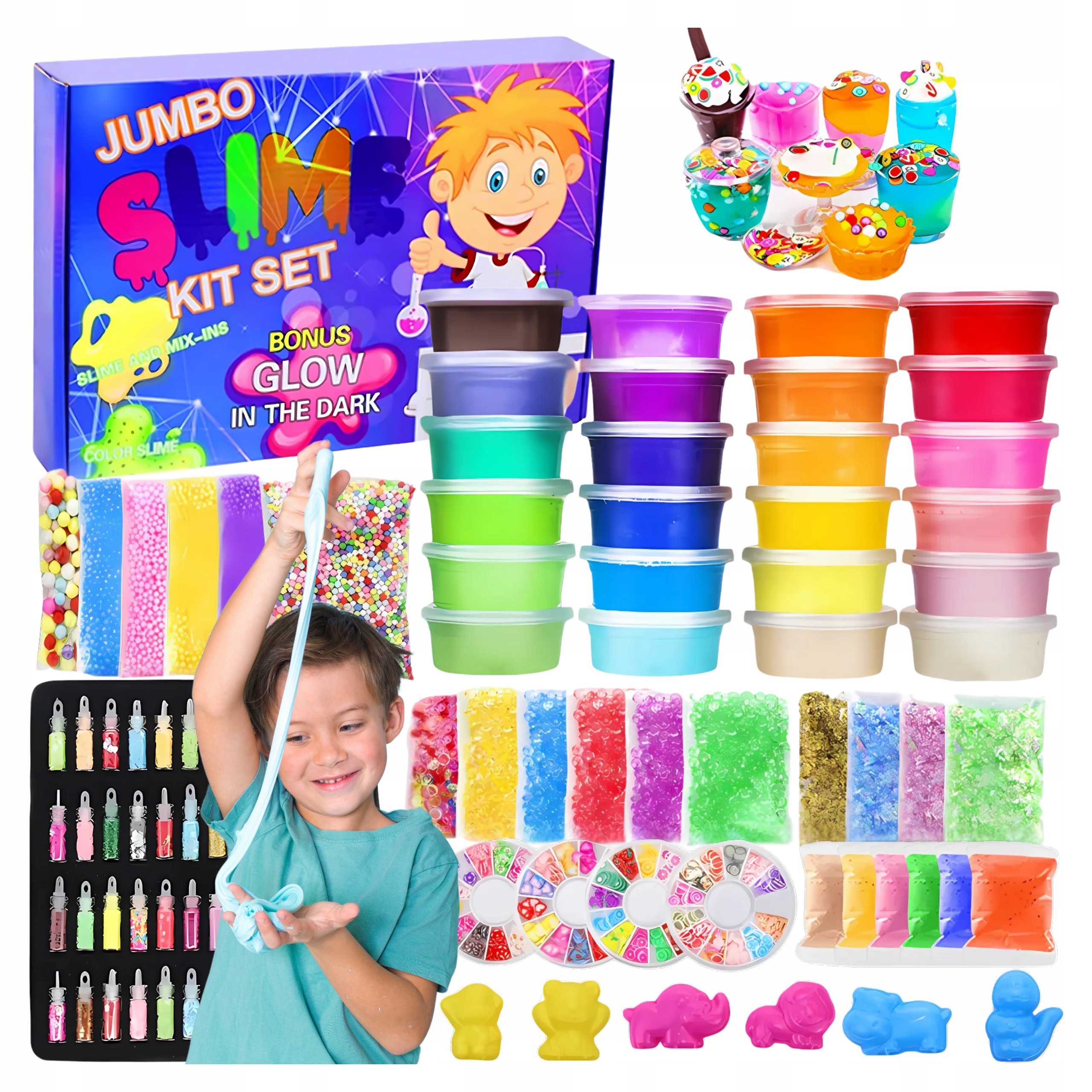 DIDELIS SLIME RINKINYS, SLIMŲ GAMYBAI VAIKAMS PLASTIKOS PASTA 120in1