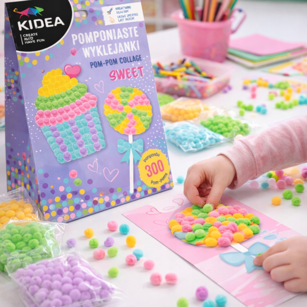 KŪRYBINIS POMPOMŲ LAZDŲ RINKINYS SWEET LOLLEY CUBBIN 300 POMPOMS