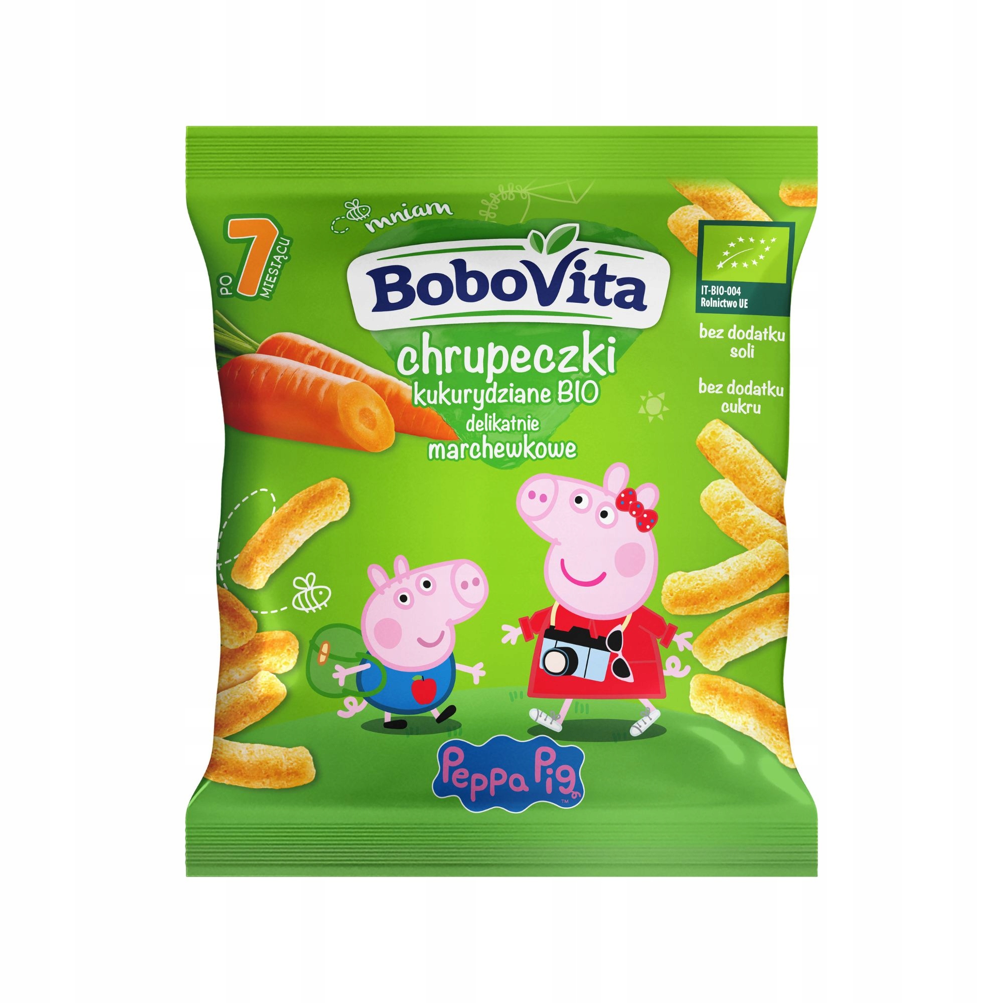 Bobovita BIO Peppa Pig Morkų kukurūzų traškučiai 20g