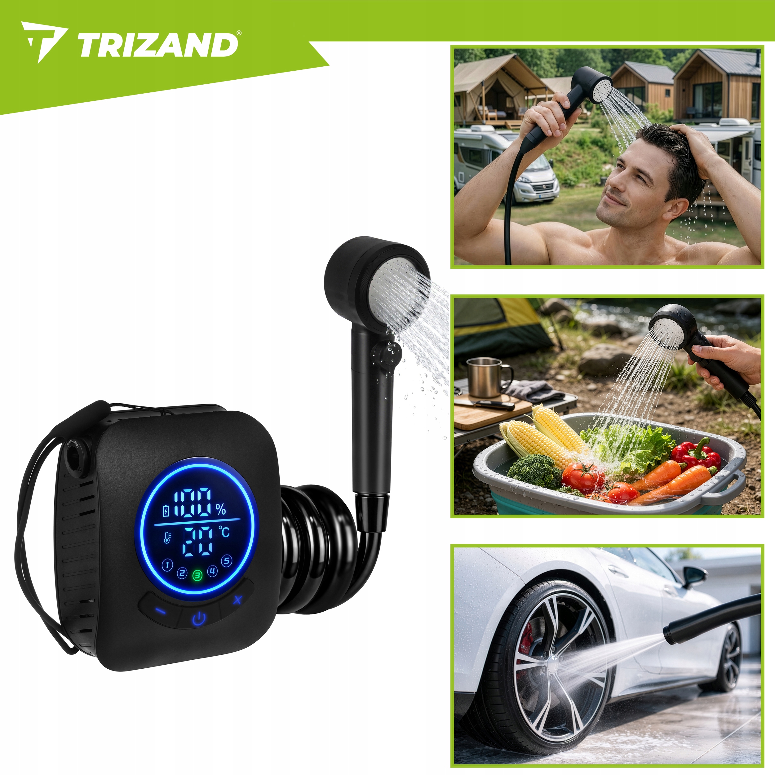 Trizand turističkas dušas 8000 mAh baterija
