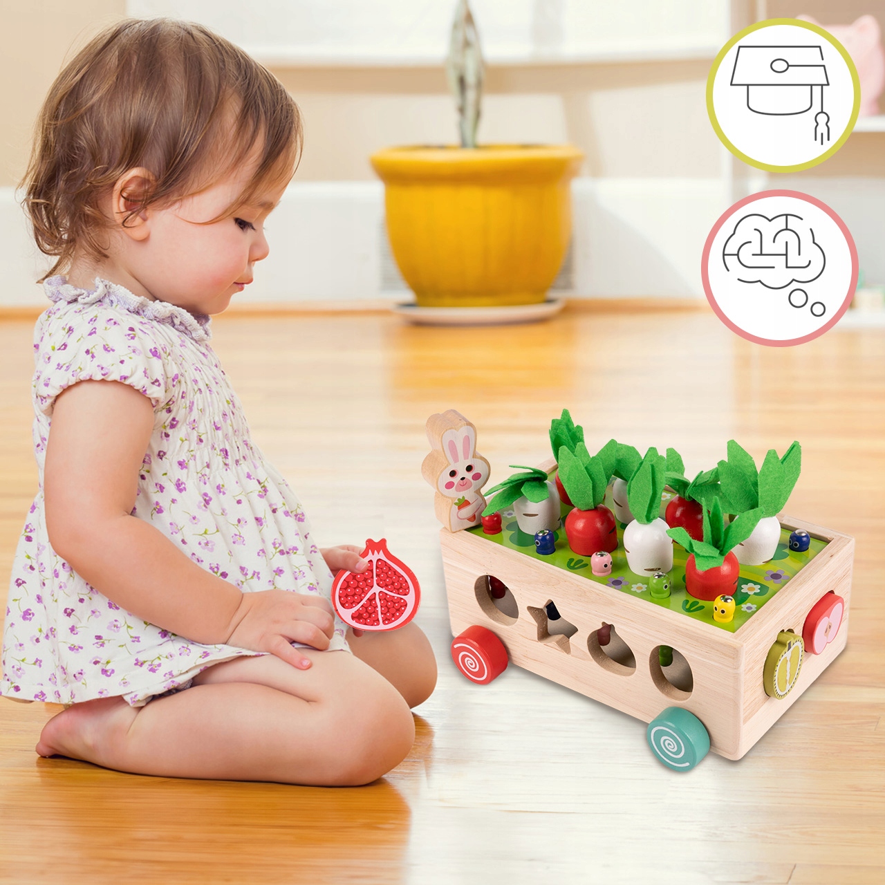 MalPlay medinė Montessori dėlionė su voleliu