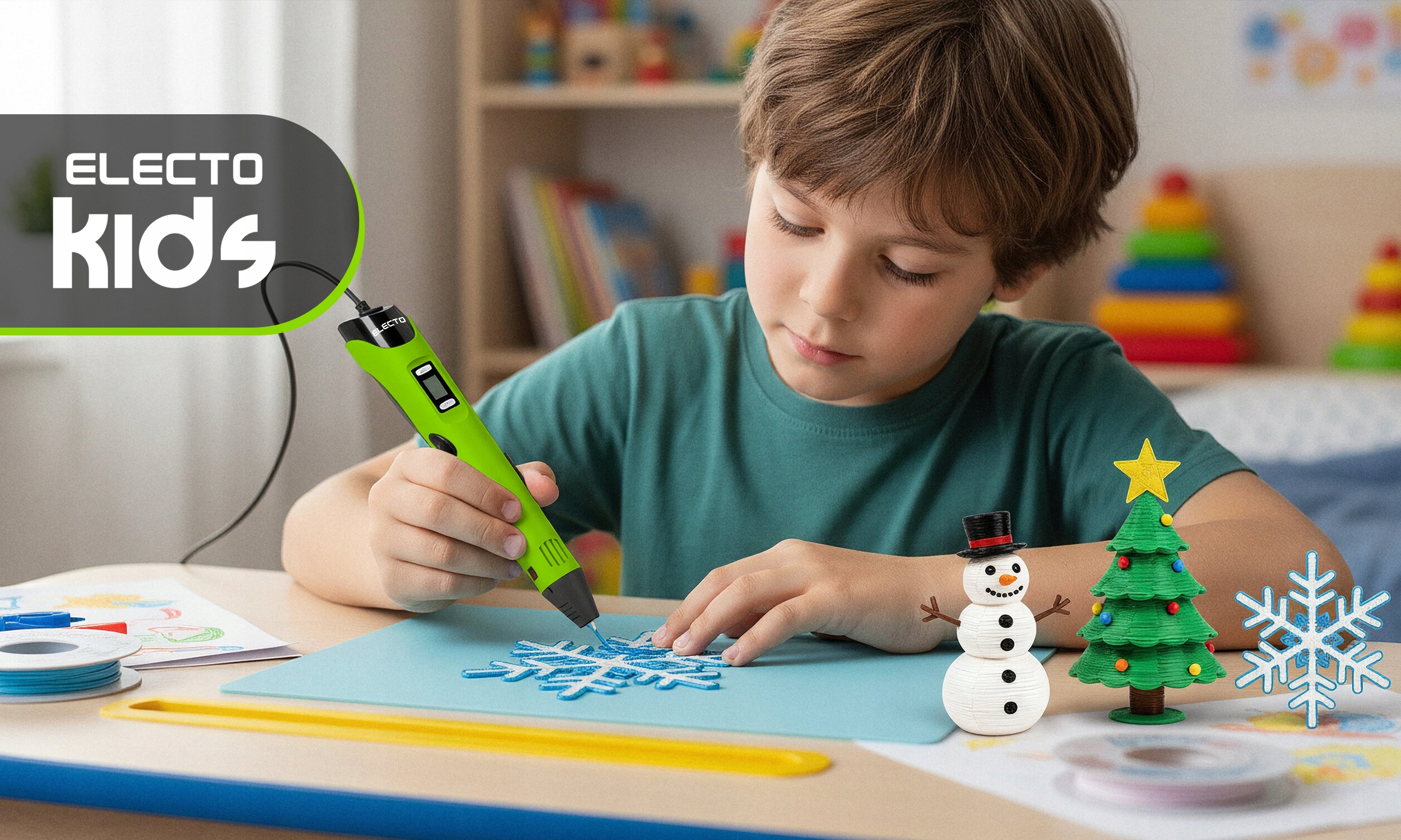 3D RAŠIKLIŲ RINKINYS VAIKAMS 3D SPAUSDINTUVAS + KASETĖS 260 METRU + ŠABLONAI