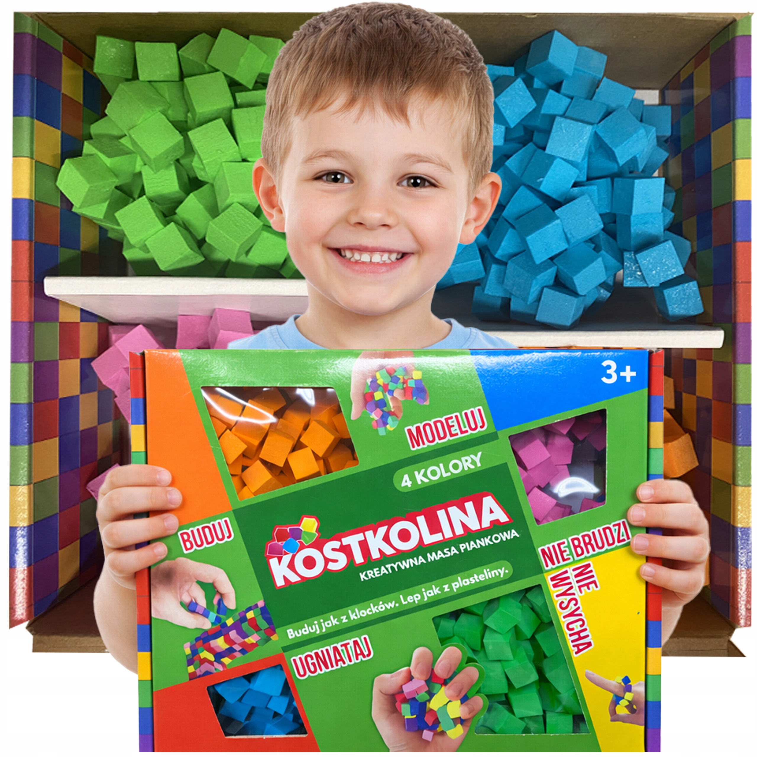 PLASTIKINĖ MASĖ Kostkolina VAIKAMS 4 SPALVŲ meno ir žaidimų žaislų rinkinys