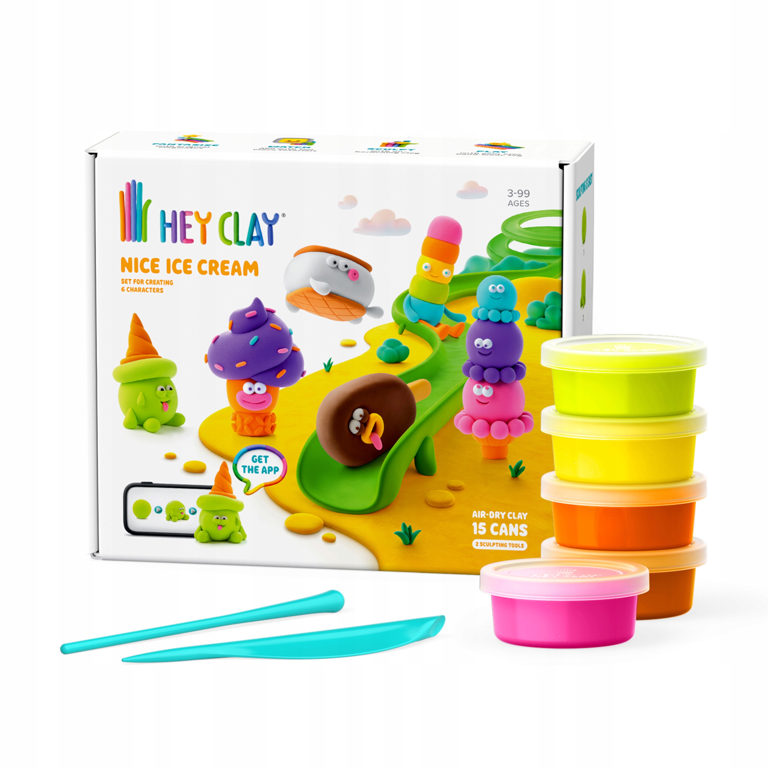 TM Toys HEY CLAY ledų plastilino rinkinys 15 tubų