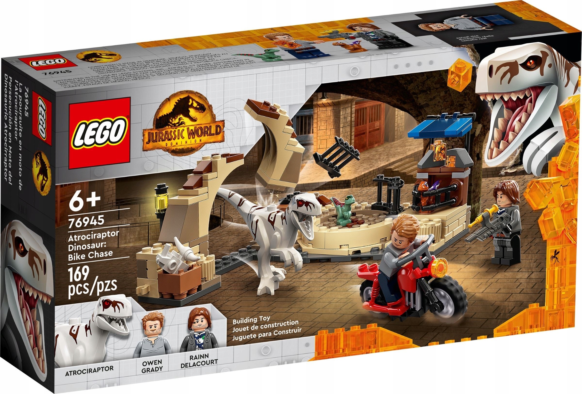 Lego Jurassic World atrocirapto vėžimasis motociklu 76945