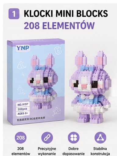 Mini Blocks Lavender Bunny 208 vnt. Mikroblokai 8+