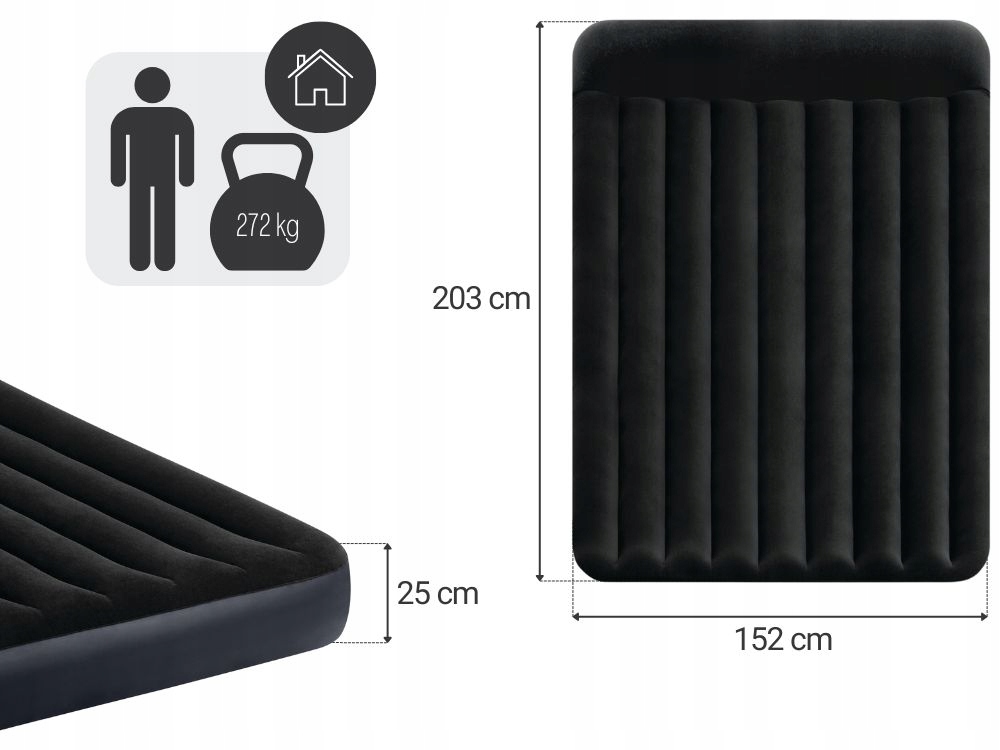 Veliūrinis oro čiužinys dvigulė lova 203x152x25 Intex 64150ND Nauja2025