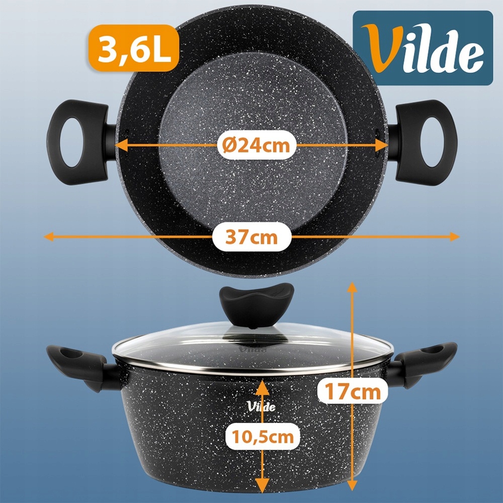 GRANITINIS puodas su dangteliu troškinimui VILDE 24 cm 3,6L