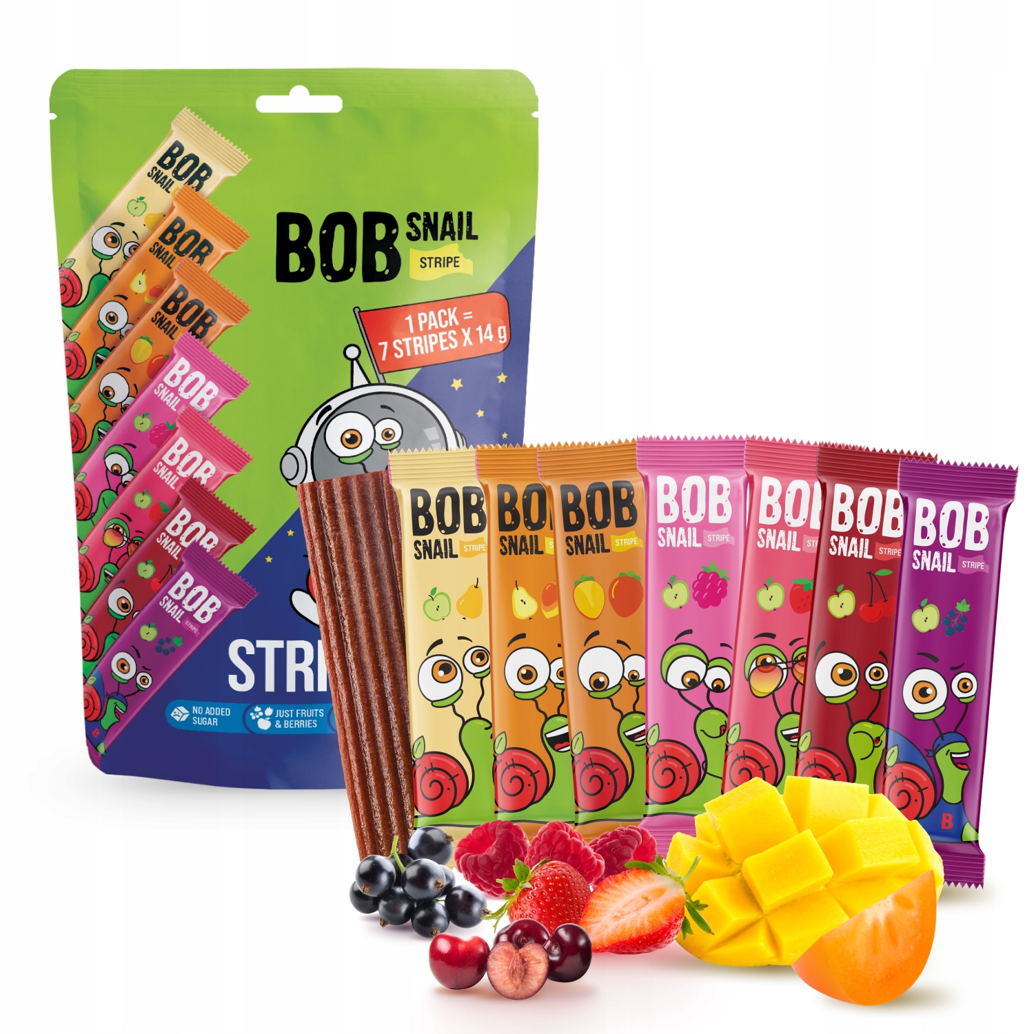 Bob Snail 7 skonių juosta 14g vaisių užkandžiai 100 g