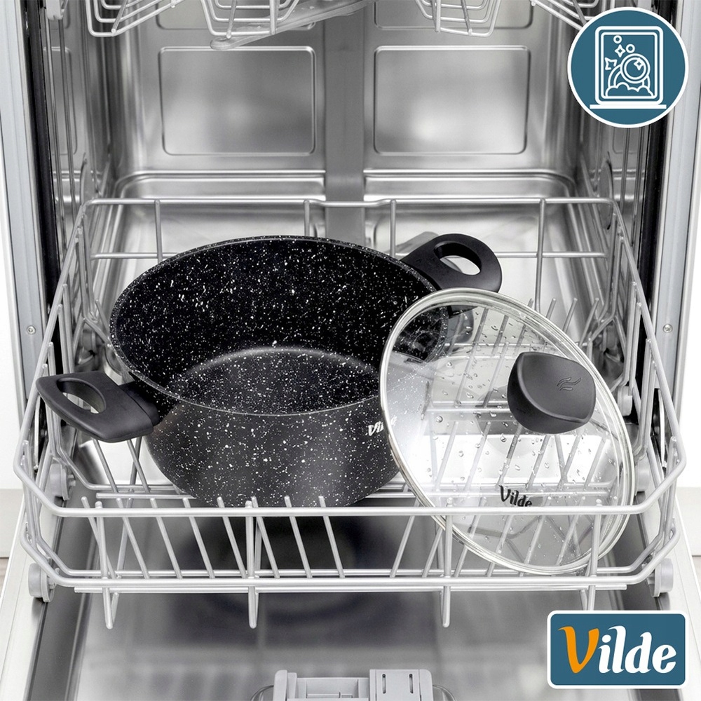 GRANITINIS puodas su dangteliu troškinimui VILDE 24 cm 3,6L