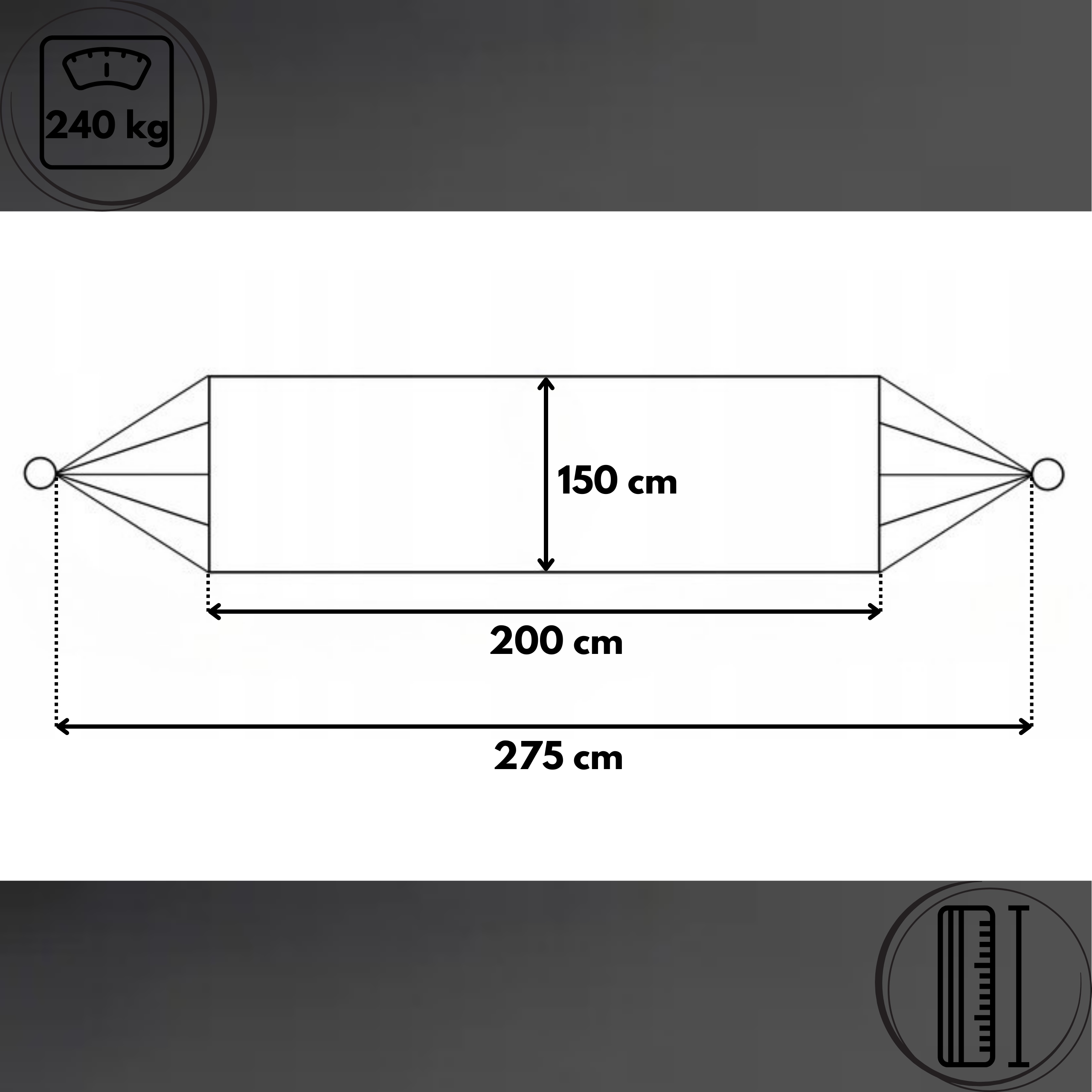 HAGE turistinis hamaka su strypu 150x275 cm, 240 kg
