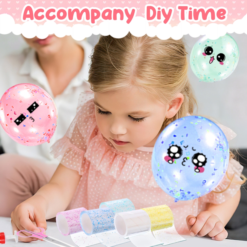 5 ROLL NANO JUOSTOS BURUBULIŲ RINKINYS BURUBULĖLIŲ PŪTIMO DIY Blow Bubble Dvipusis