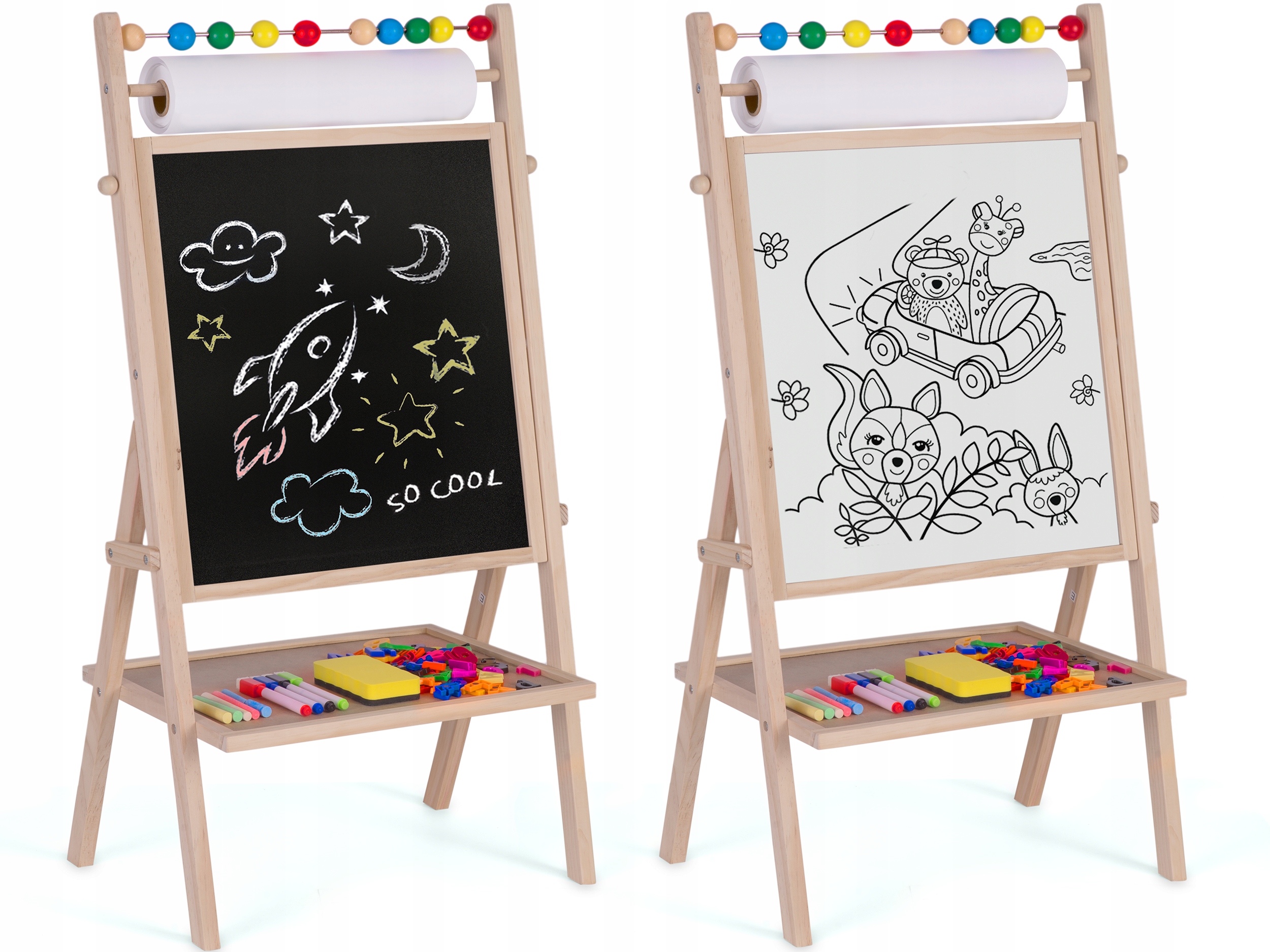 DVIpusė MAGNETINĖ MAGNETINĖ KREIDOS LENTA + POPIERIUS IR PRIEDAI
