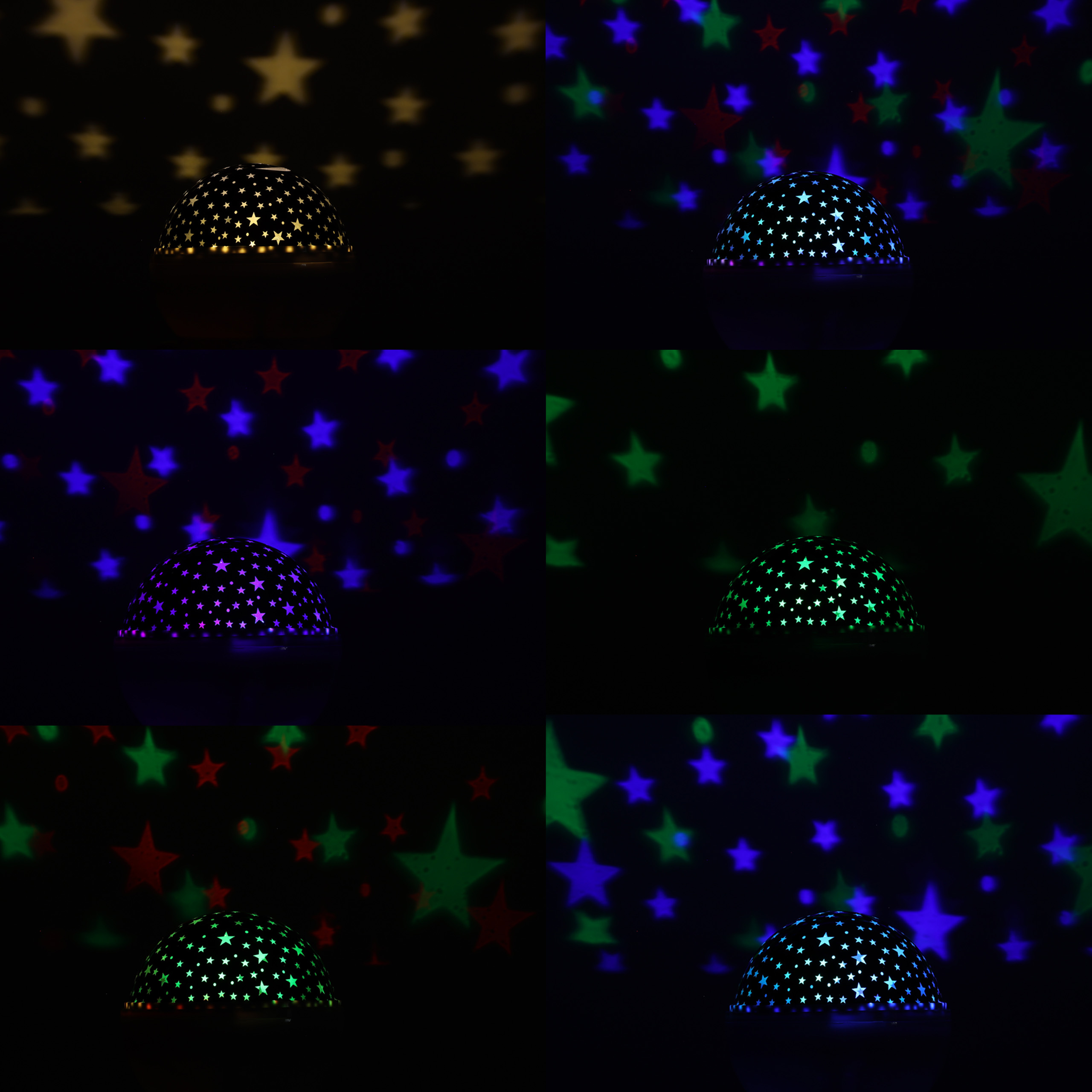 NAKTINIS LEMPAS STARS PROJEKTORIUS VAIKAMS USB 2IN1 SUKIMAS SPALVOTAS LED