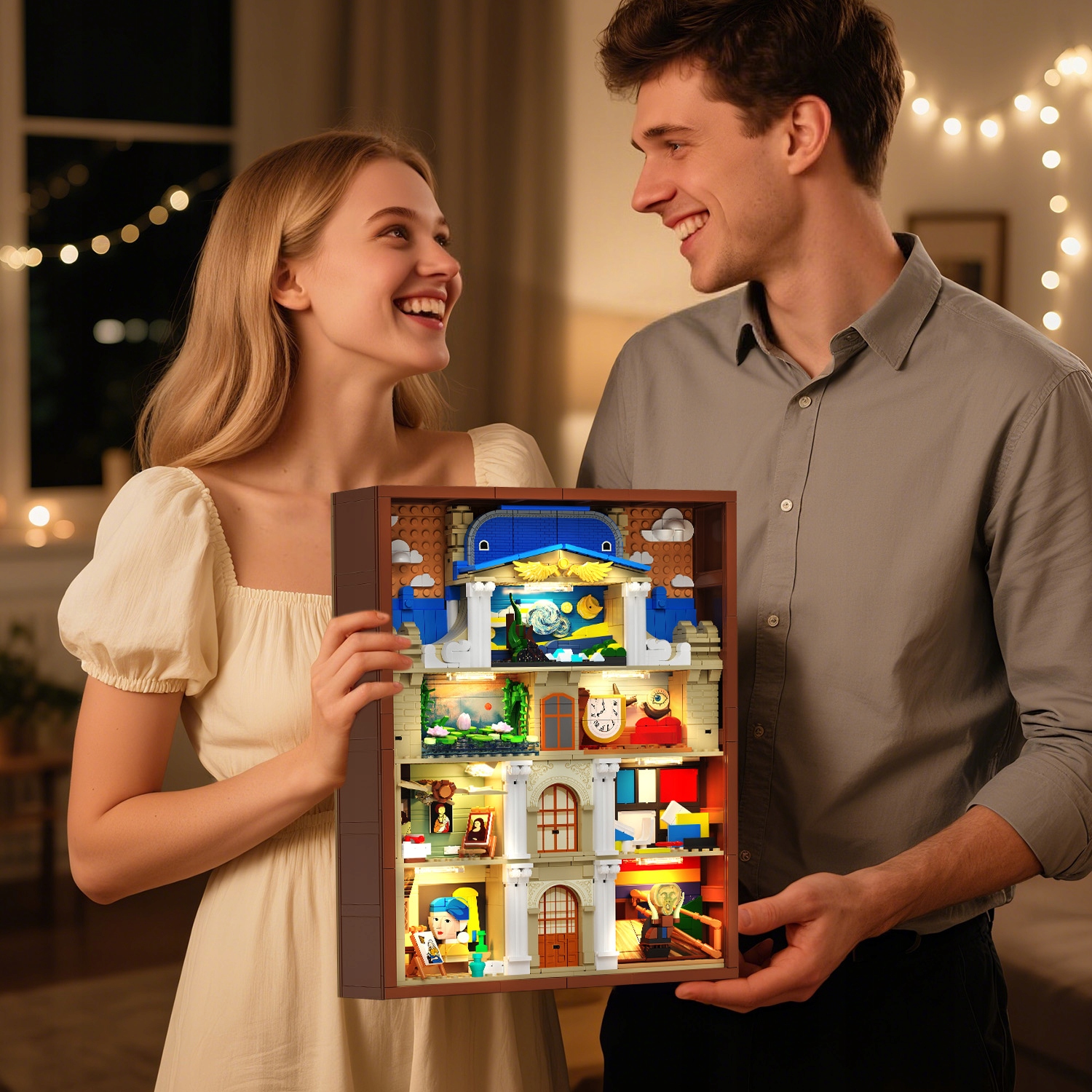 KNYGŲ BLOKAI NOOK PUZZLE HOUSE KNYGNYNAS STARRY NIGHT SCREM DOVANA 7 viename