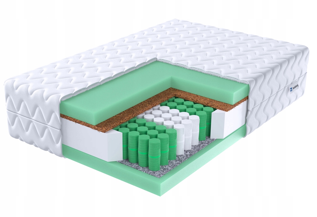 Čiužinys 90x200 vidutinio kietumo COCONUT kišenė H3 kišenė 7 zonos GREEN MAX