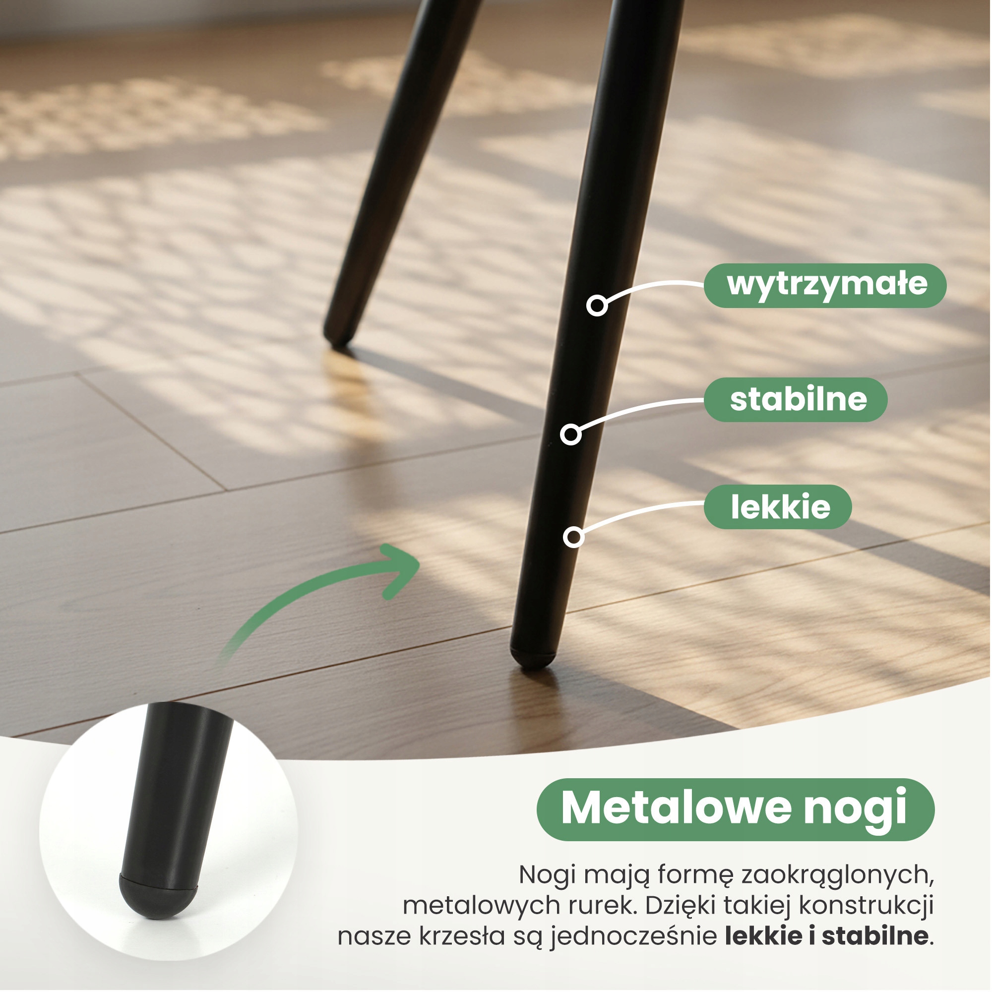 6x Moderni minkšta dygsniuota kėdė žalia MILO juodos kojos
