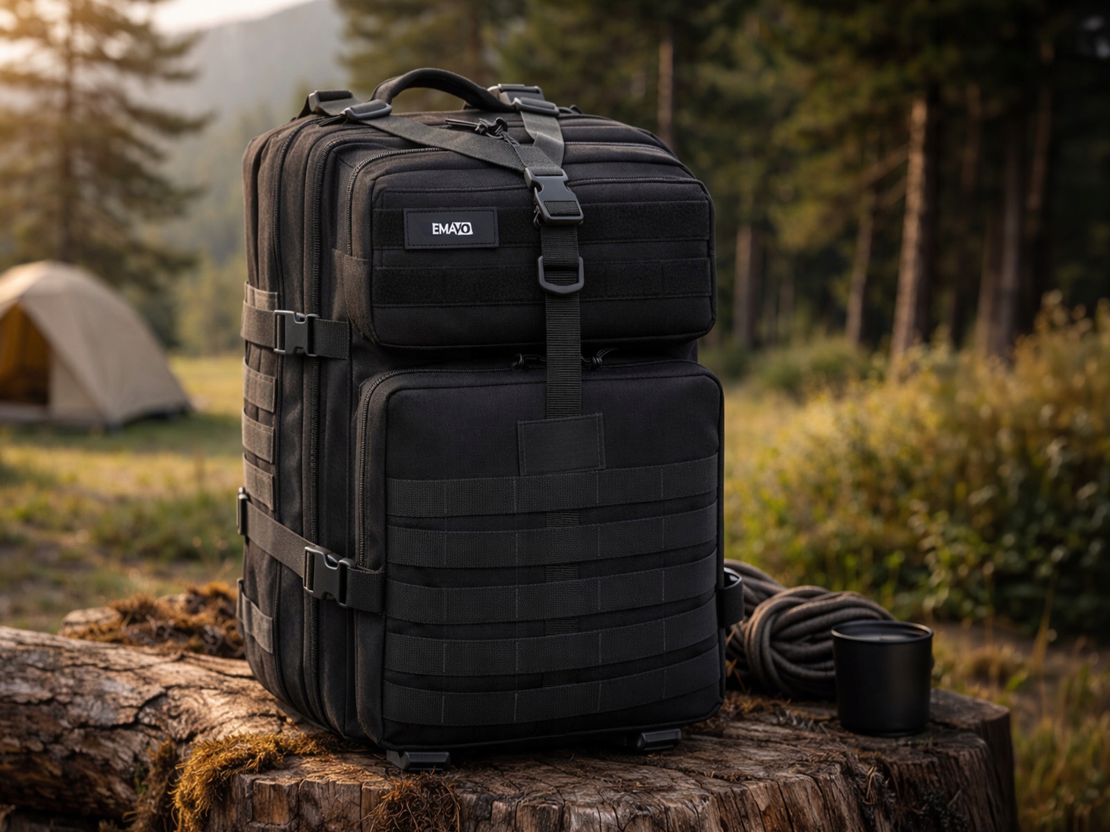 Karinė taktinė išgyvenimo turistinė kuprinė 15,6" 40L karinė juoda