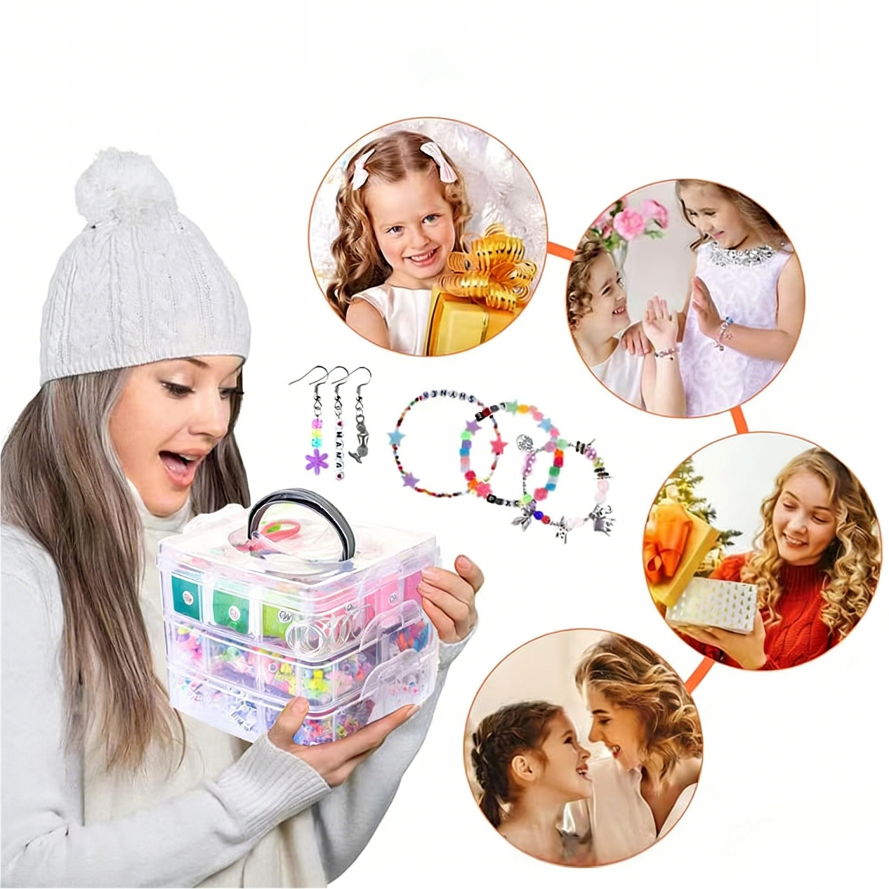 Bižuterijos rinkinys: auskarai, apyrankės DIY, 4655 dalių