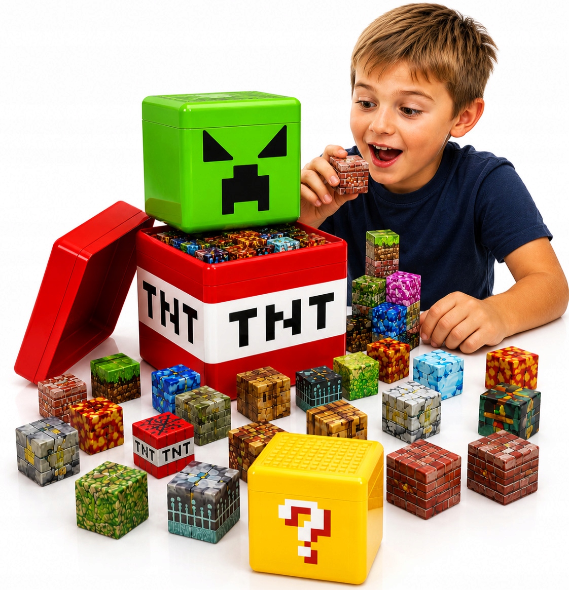 Pixele 3D magnetiniai blokeliai 180 vnt + FIGURINES Box blokelių rinkinys