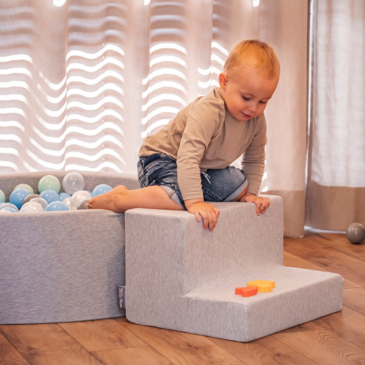 KiddyMoon minkštas laiptinis šuolis, pilkas