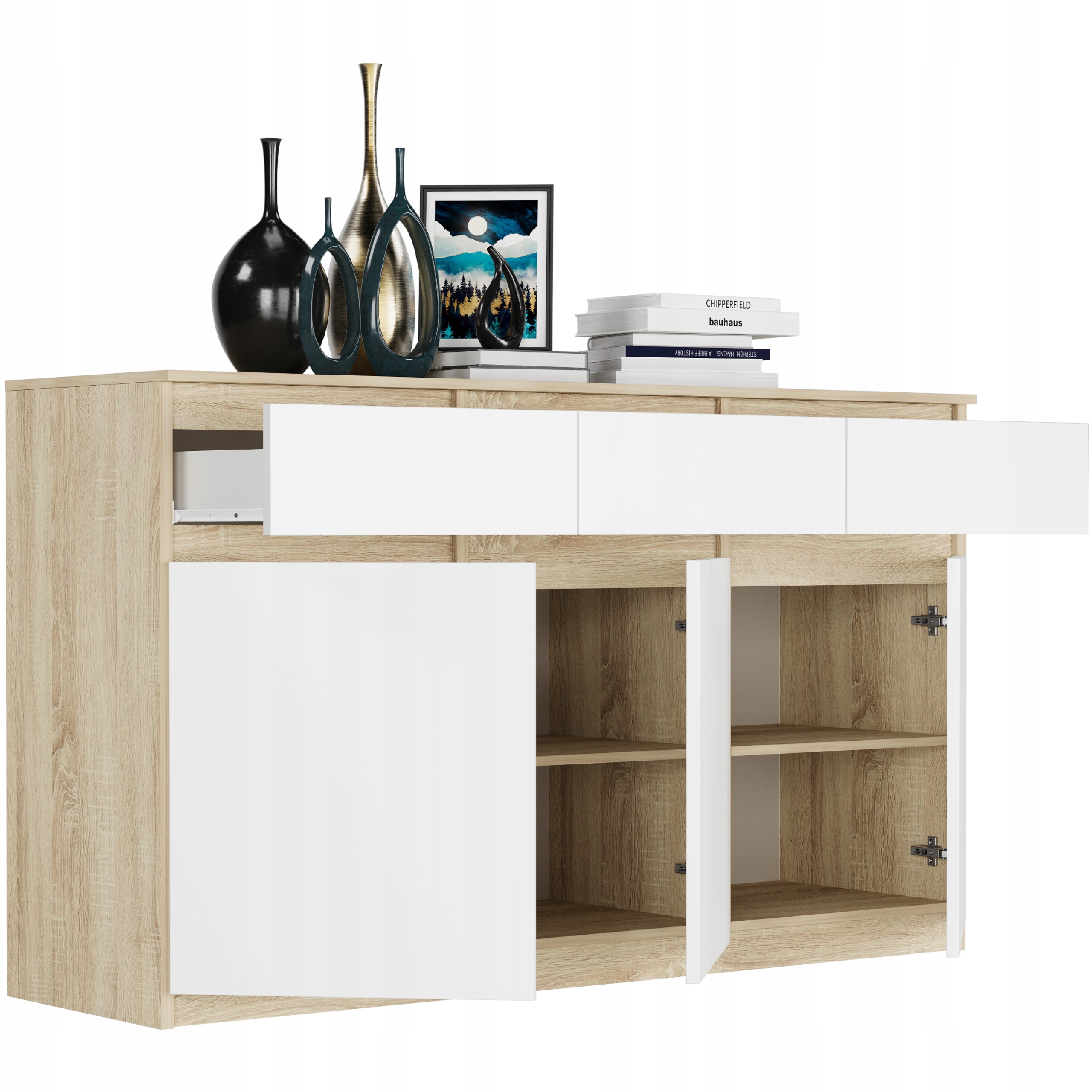 Framire komoda 98 cm 3 stalčiai sonoma spalva