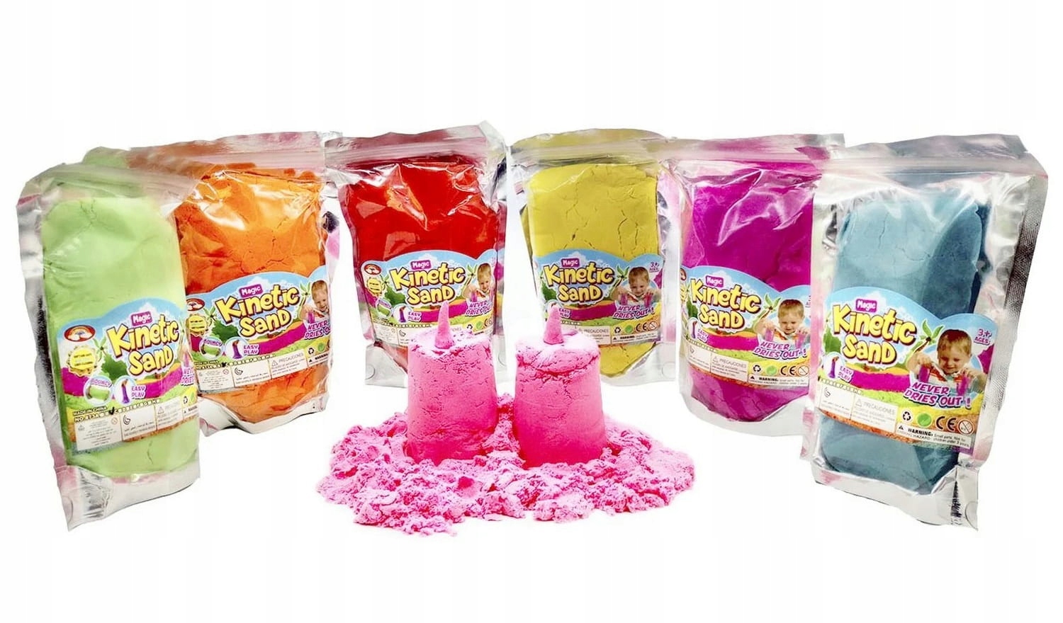 Bigtoys kinetinis smėlis įvariu spalvų 500g