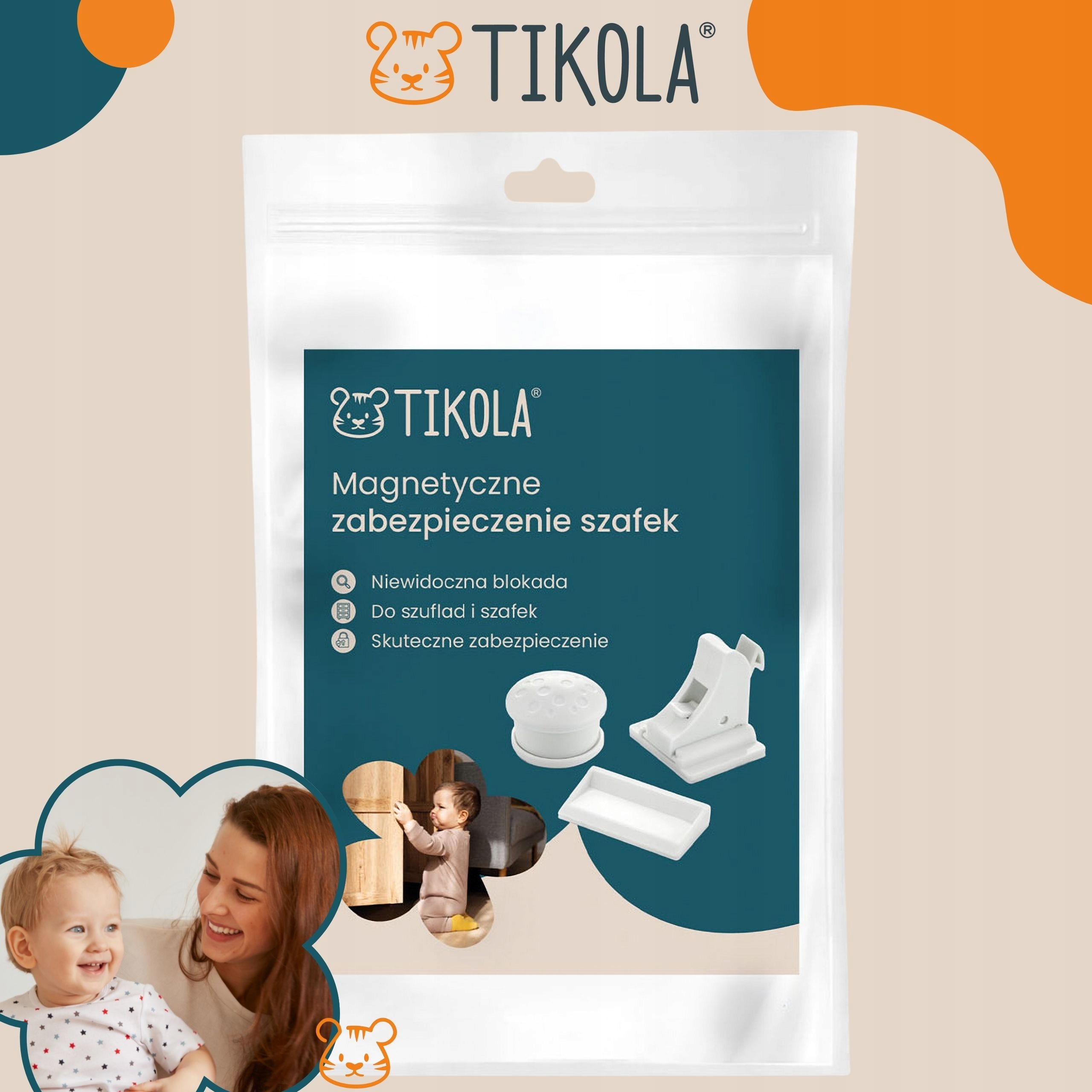 Tikola magnetinis saugiklis šaldytuvų ir stalčių blokada
