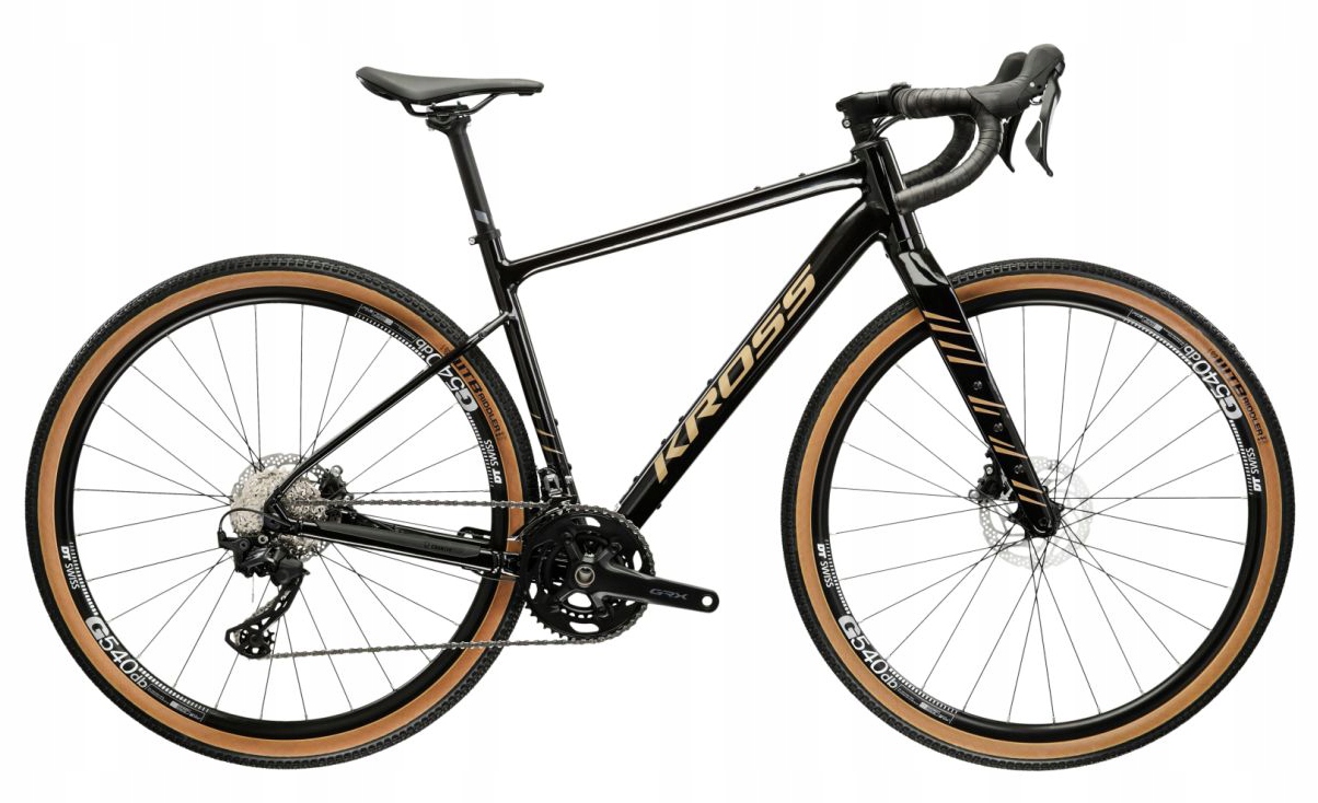 28" žvyro dviratis KROSS ESKER 6.0 GRX rėmas M 48.5 cm juodas - auksinis R25
