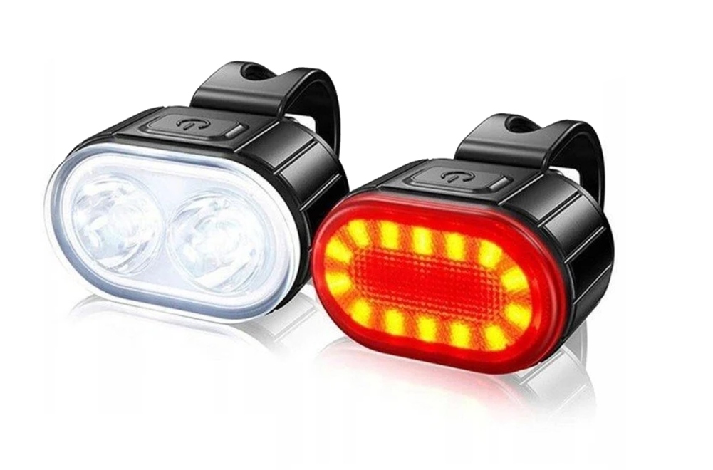 LED dviračio žibintai priekiniai galiniai akumuliatociniai 2 vnt