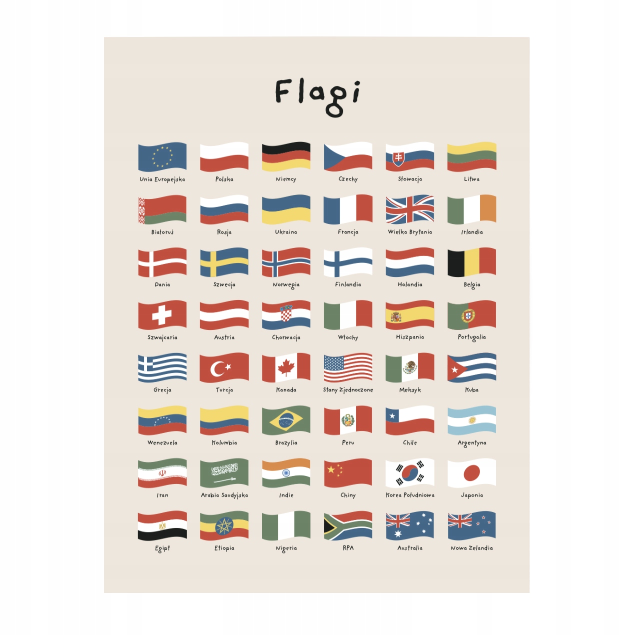 FLAGS plakatas vaikams 21x30 cm A4