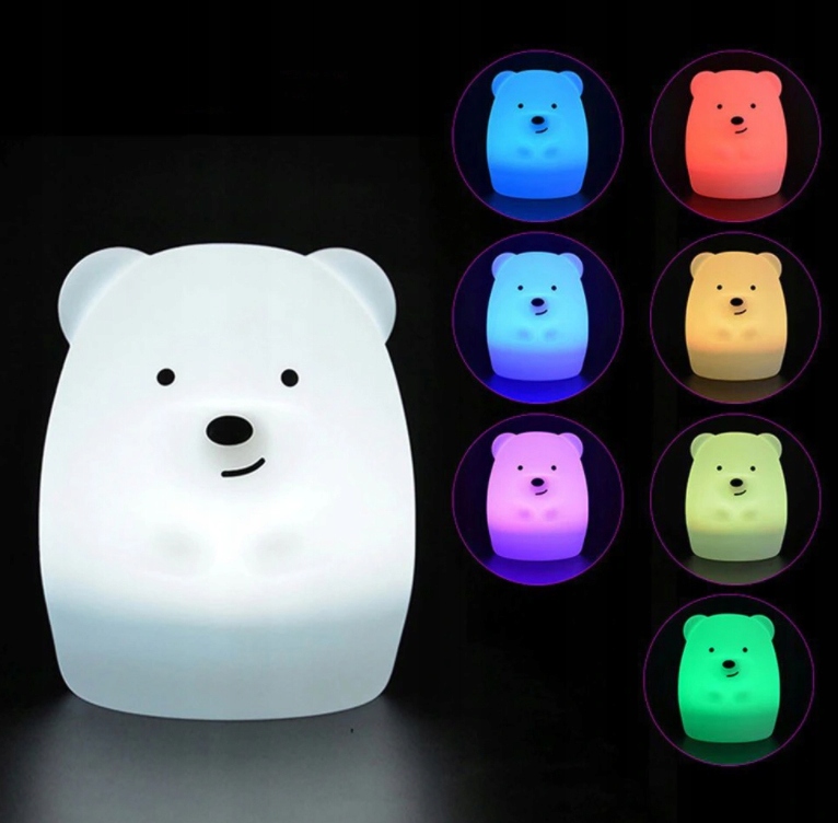NAKTINIS LEMPAS LOKIS VAIKAMS, SPALVOTAS SILIKONIS RGB M
