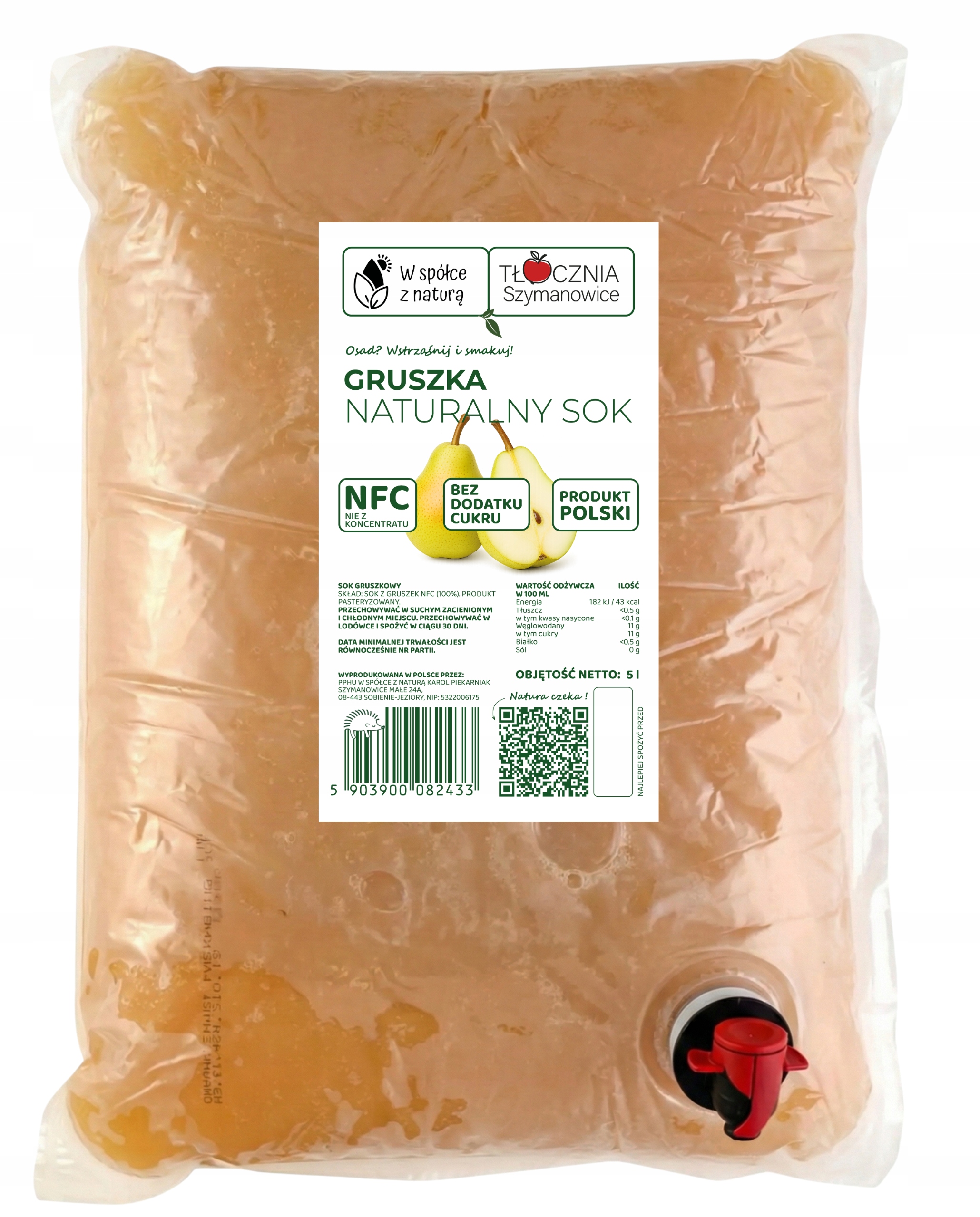 Tłocznia Szymanowice krūšų sultys 100% NFC 5l