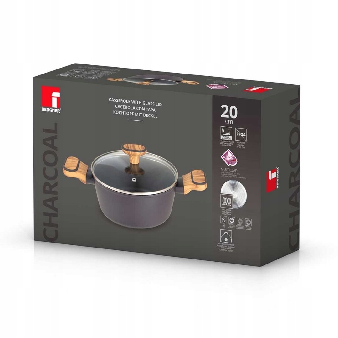 MULTICLAD PUODAS 20 cm SU dangteliu BERGNER BG-56036 MEDŽIAGA