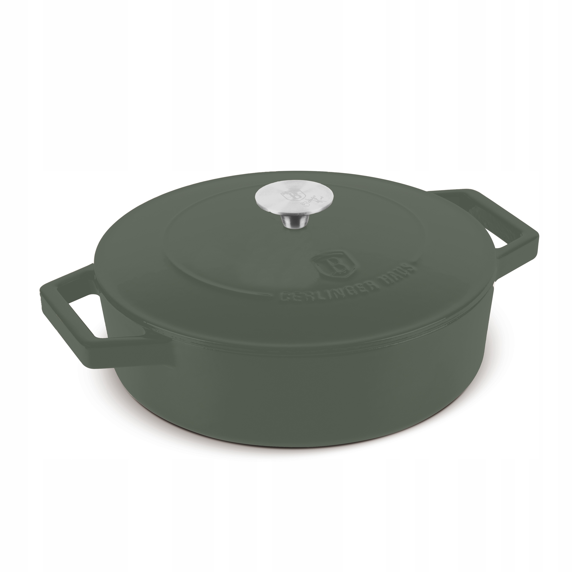 Gili keptuvė su emaliuotu paviršiumi ir dangčiu, 26 cm, ketaus Matte Green C
