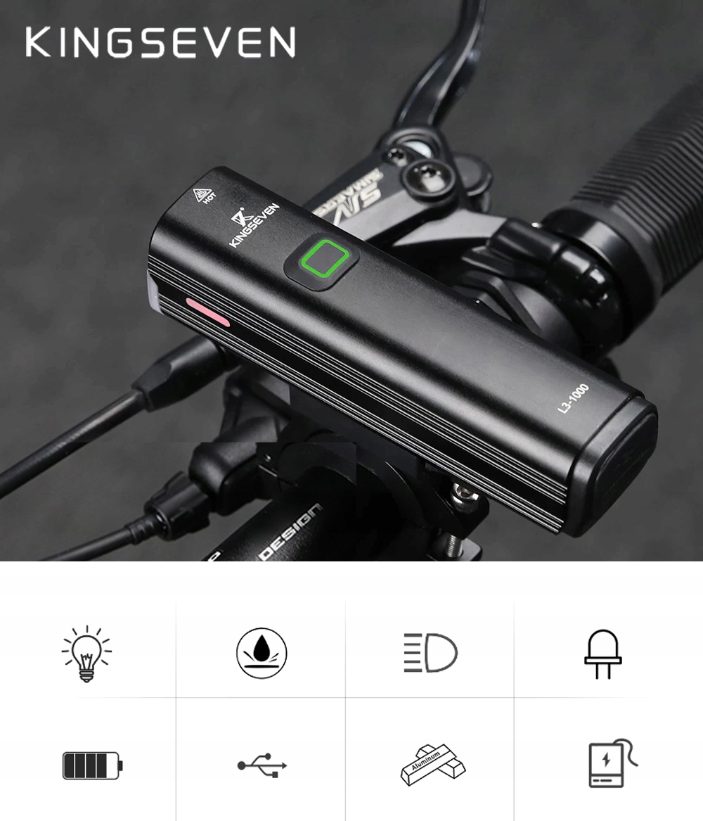KINGSEVEN stipri LED dviračio žibintė 1000lm 4800mAh
