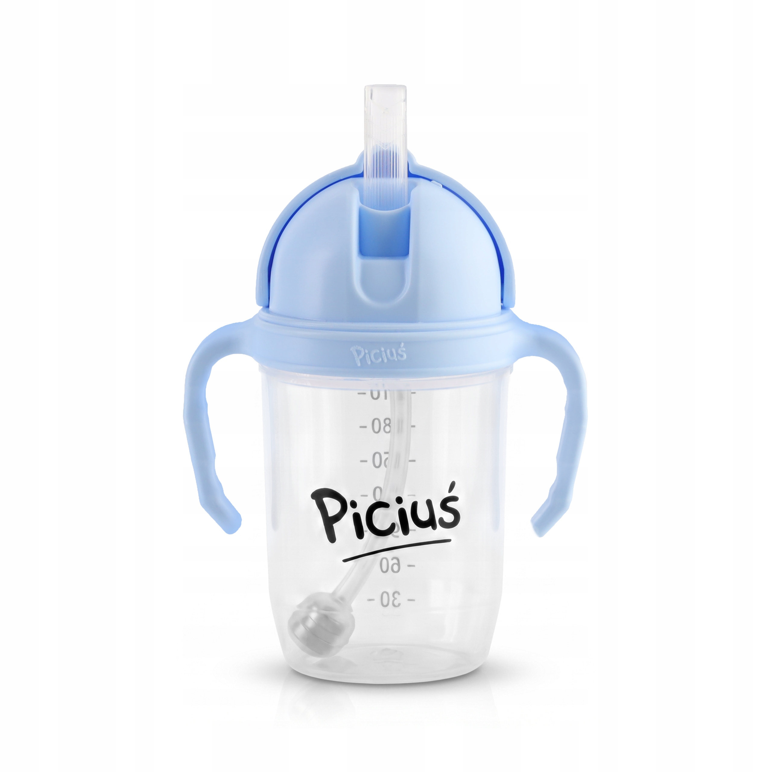 Piciuś Sippy buteliukas vaikams su pasvertu šiaudeliu 240 ml 6m+ BLUE