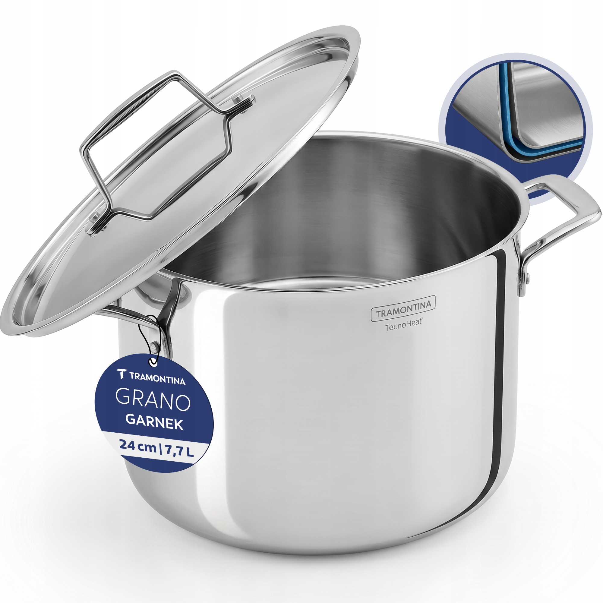 PUODAS Tramontina Grano 24 cm 7,7 L – trisluoksnis nerūdijantis plienas su dangteliu