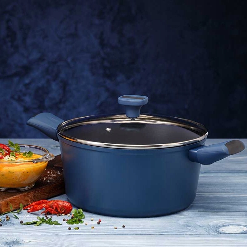 AUKŠTAS PUODAS 22cm 4,2l BALTIC GALICJA NONLIPE INDUKCIJA su dangčiu