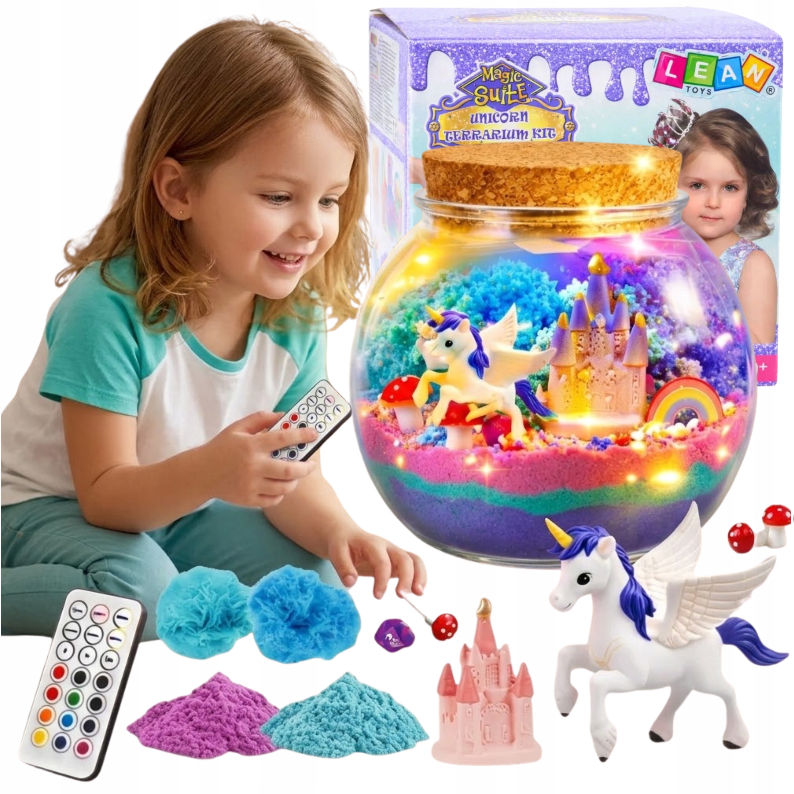 LEAN Toys terrariumas vienaragis LED šviesa