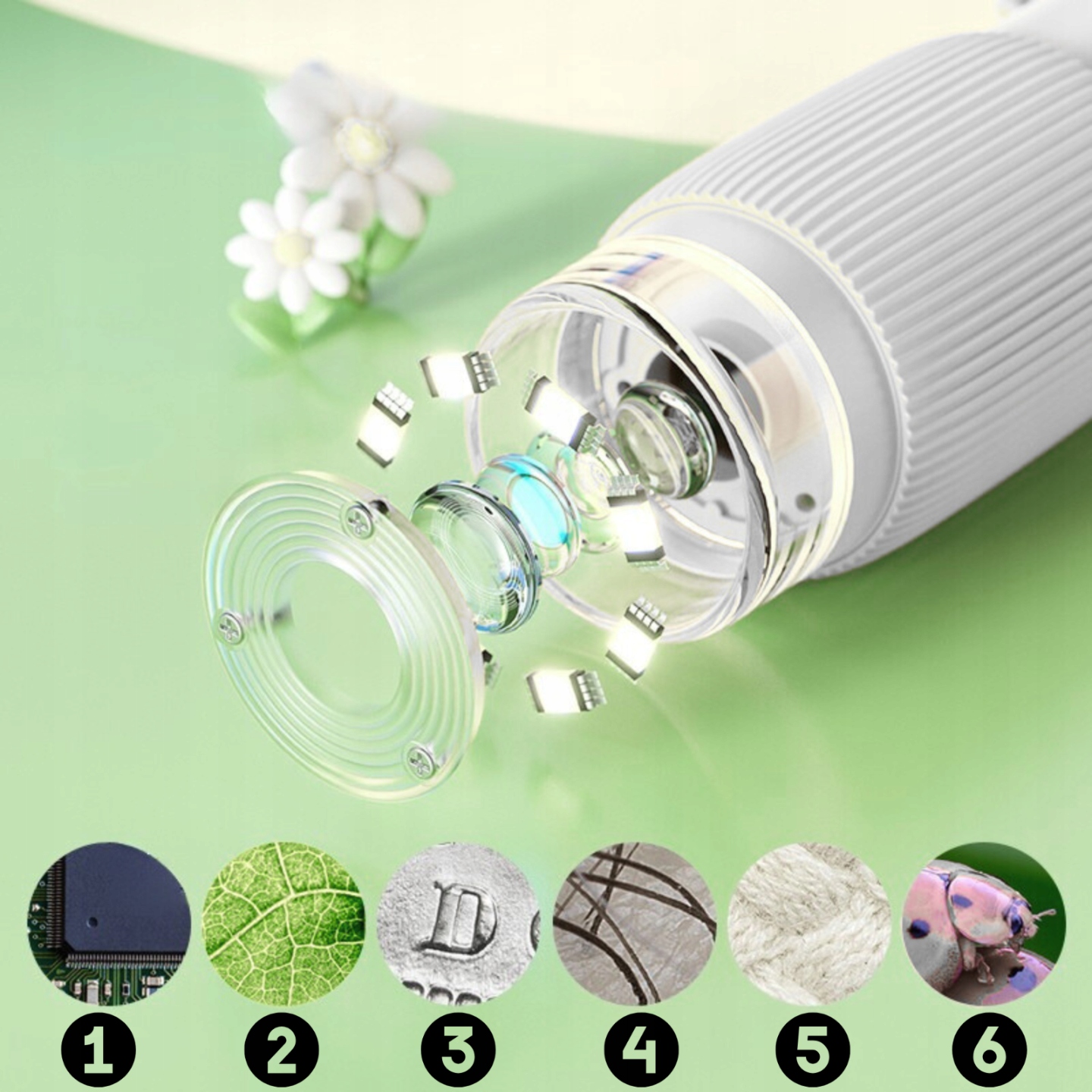 Skaitmeninis mikroskopas 1000x padidinimas LED