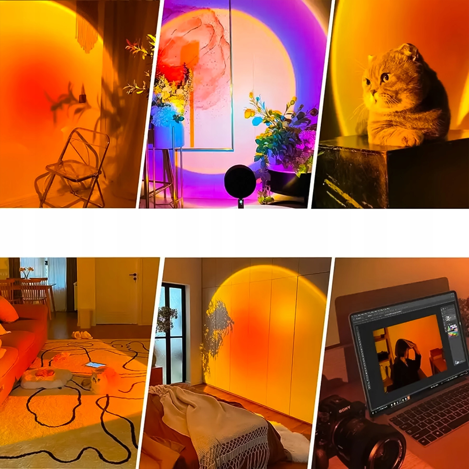 Projekcijos lempa saulėlydžio RGB su nuotoliniu valdymu