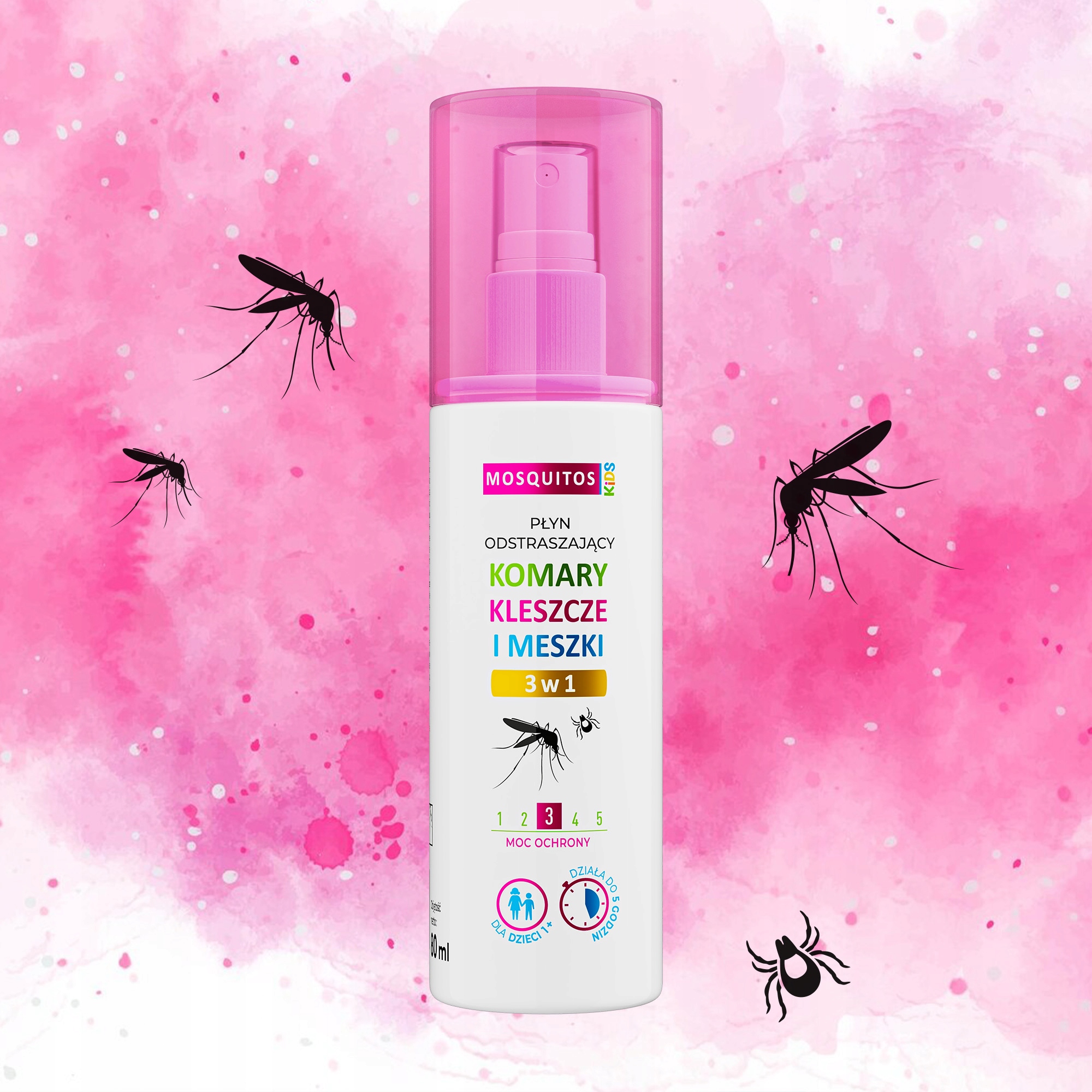 Nature pharm Mosquitos Kids skystis uodams, erkėms ir dygliukams 3in1 80 ml