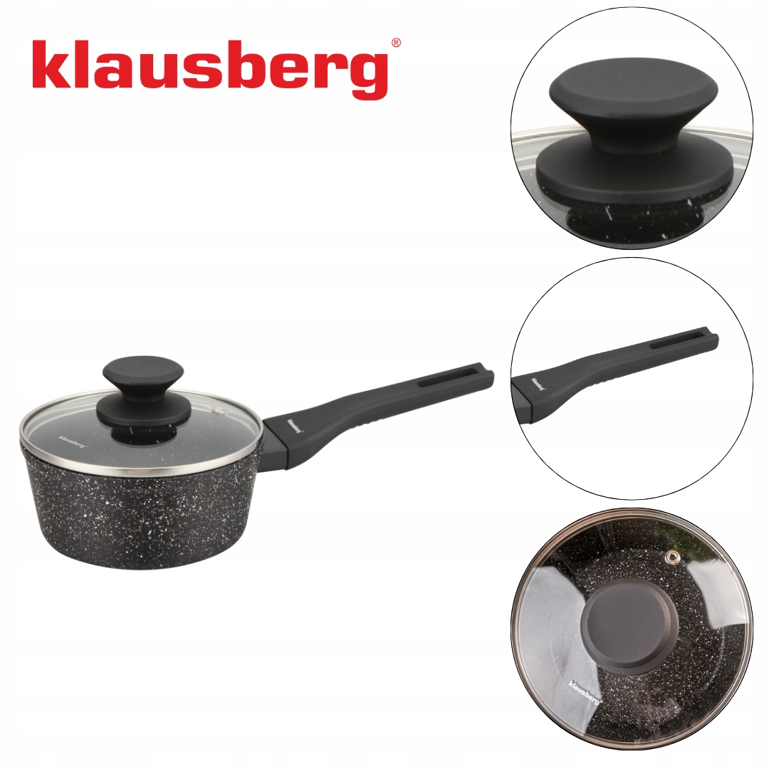 Marmurinis puodas 16 cm su dangčiu Indukcinės dujos Nelipnus 1,2L KB7986