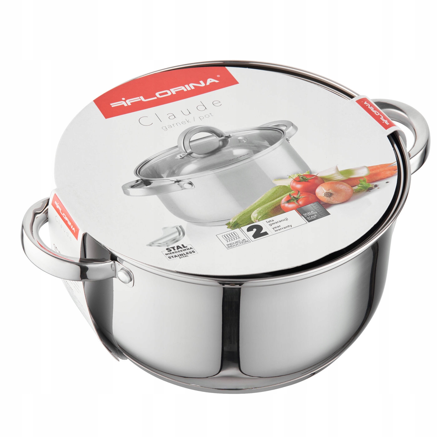Florina Claude puodas 18 cm 2,6L nerūdijančio plieno su indukciniu dangteliu