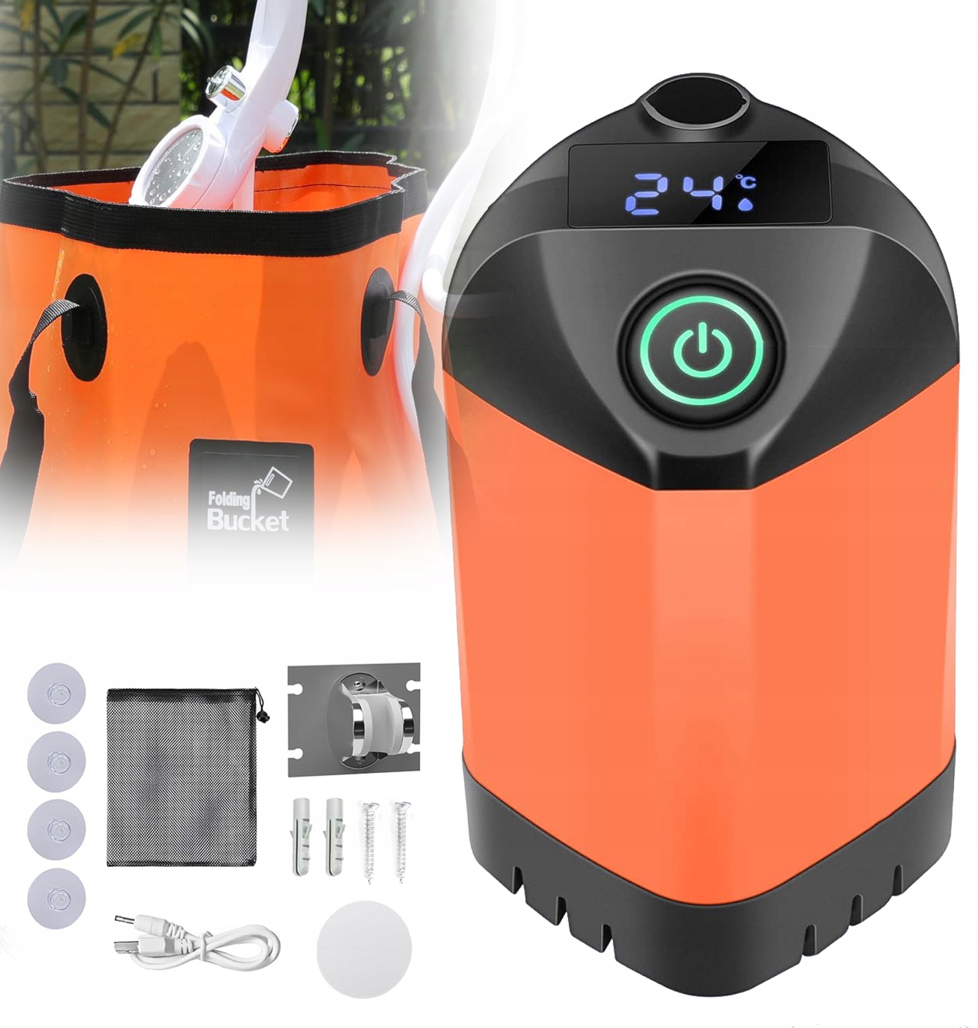 Nešiojamas TOURIST CAMPING AUTOMOBILIŲ DUŠAS su 4800mAh AKUMULIATA