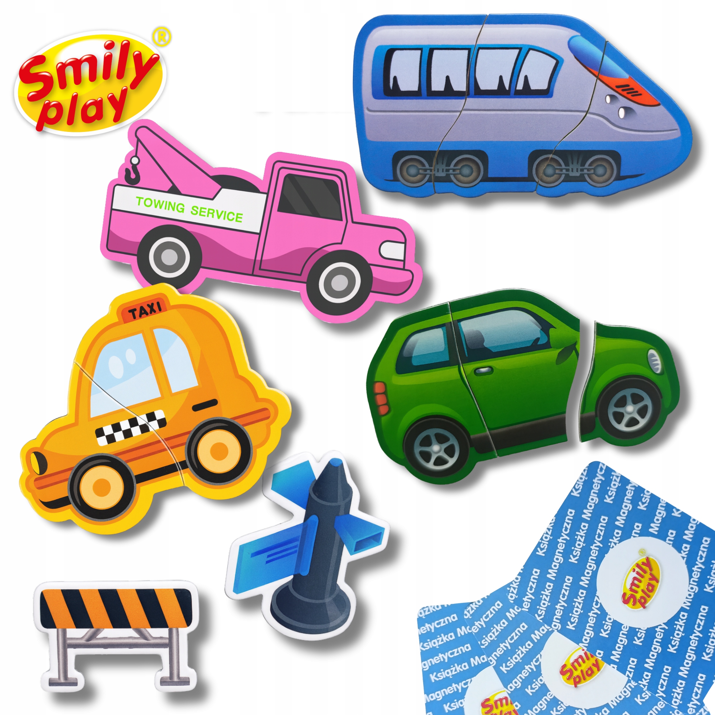 Magnetinės dėlionės Vehicles Automobiliai Smily Play knyga vaikams 3+ Dėlionė