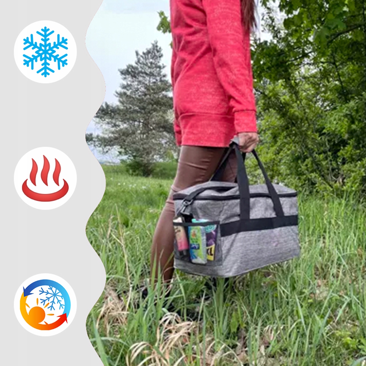 THERMAL BEACH PICNIC BAG Didelis turistinis aušintuvas 40 litrų + įdėklai